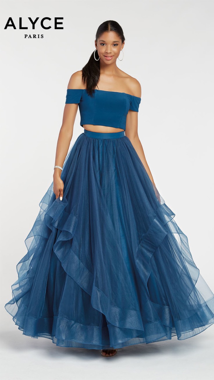 Brunette in Blue Alyce Paris Dress